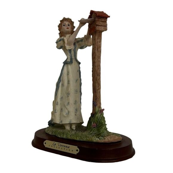 La Verona Figurine 8" Multicolor Girl At The Mailbox Hand Painted Porcelain - Picture 6 of 8